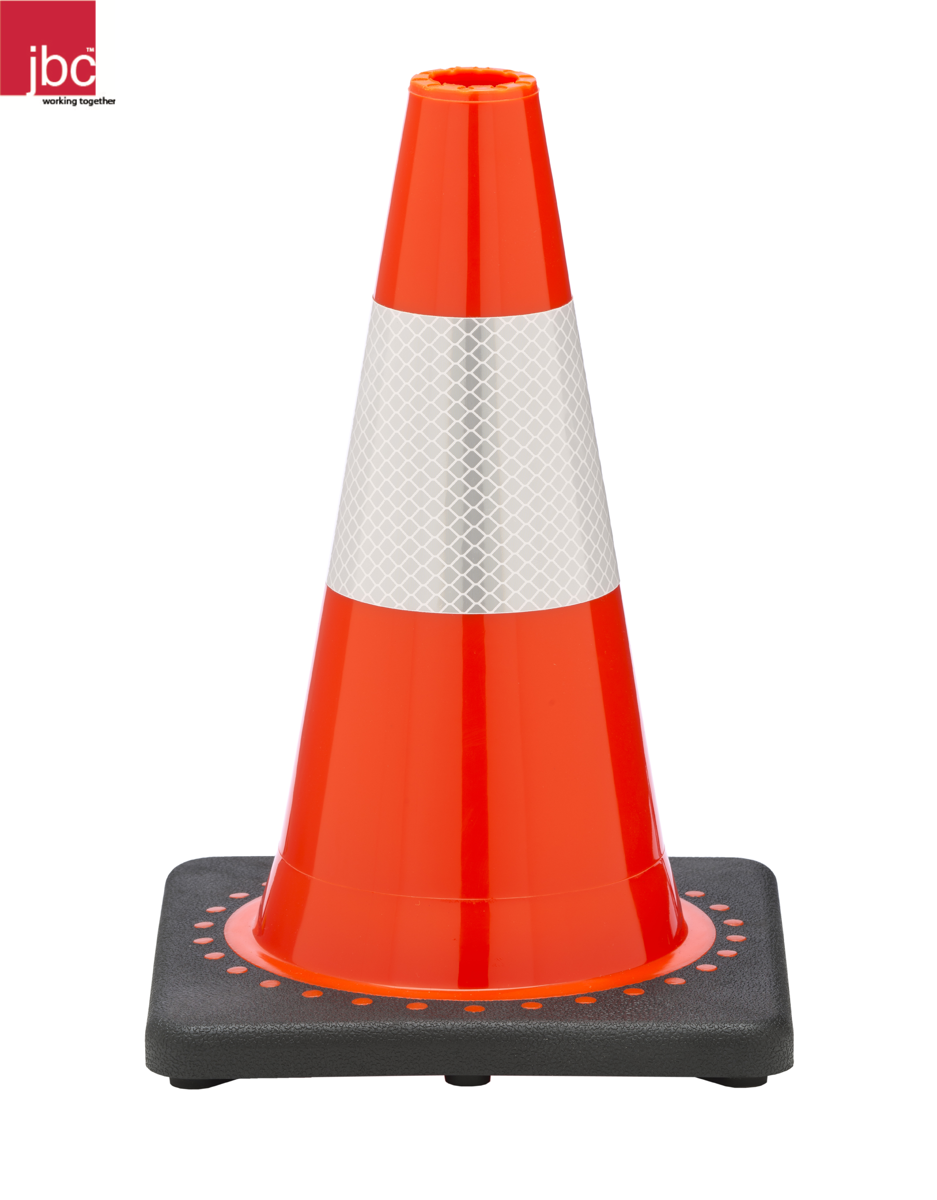 12" JBC Traffic Cone with 4 in 3M reflective collar