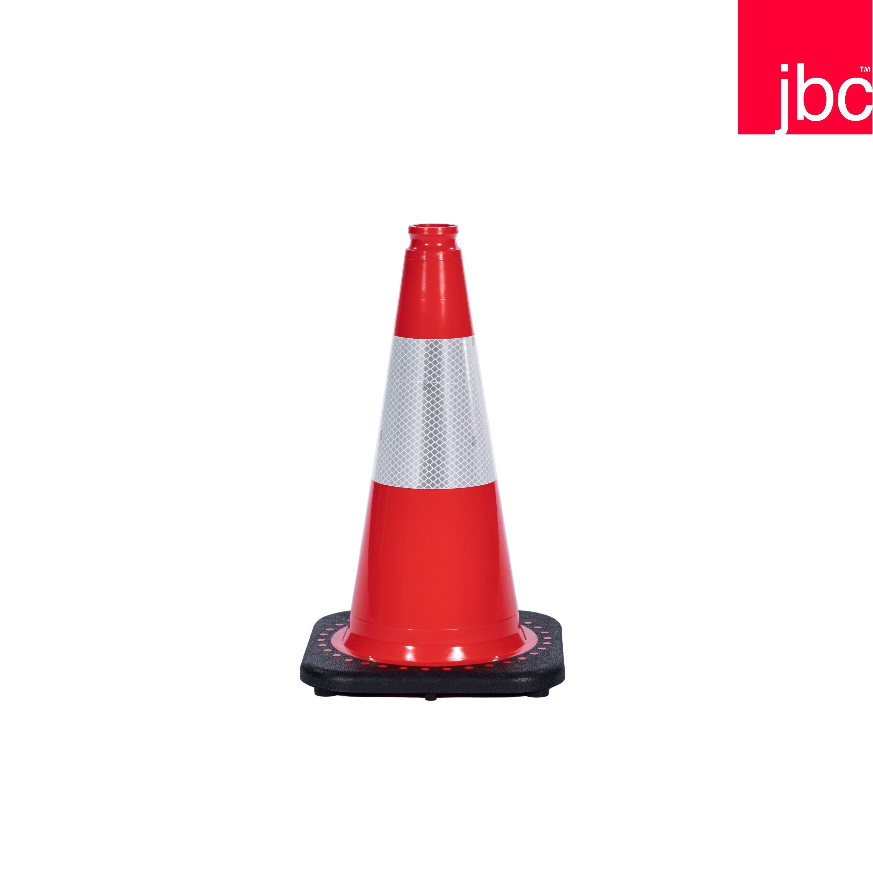 18" Red, Black Base Traffic Cones with 6" Reflective Collar