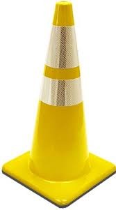 28" Yellow Traffic Cones with reflective collars