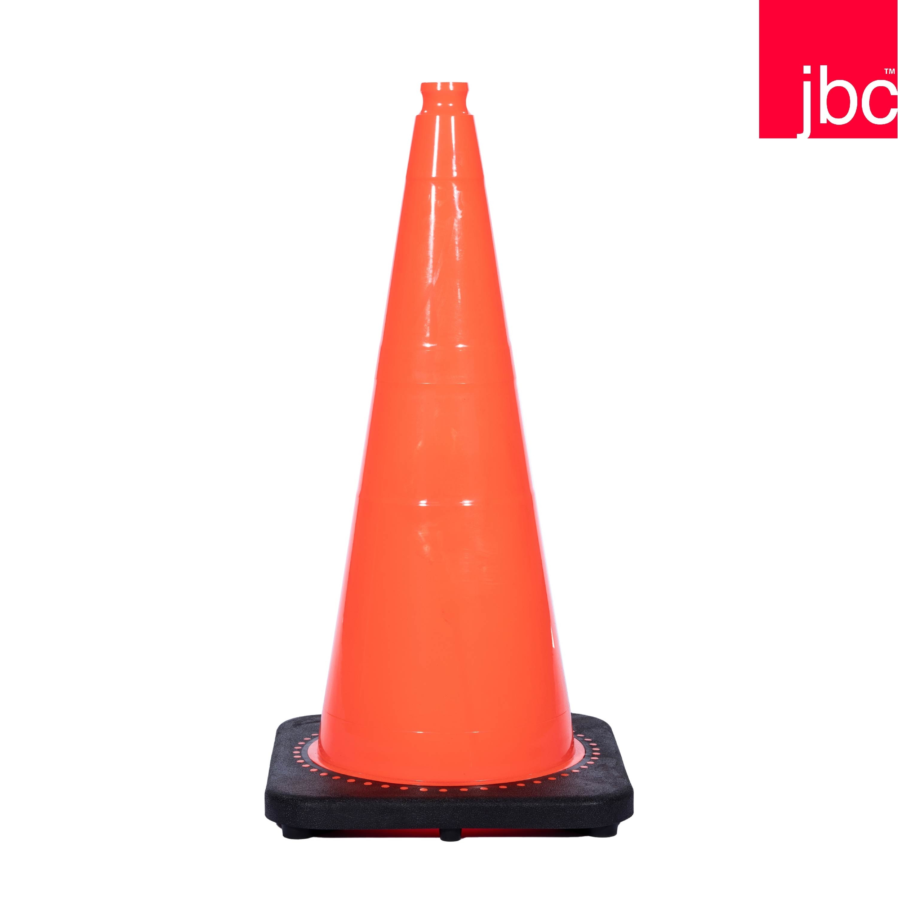 28" 10 lb Solid Orange, Black Base Traffic Cones