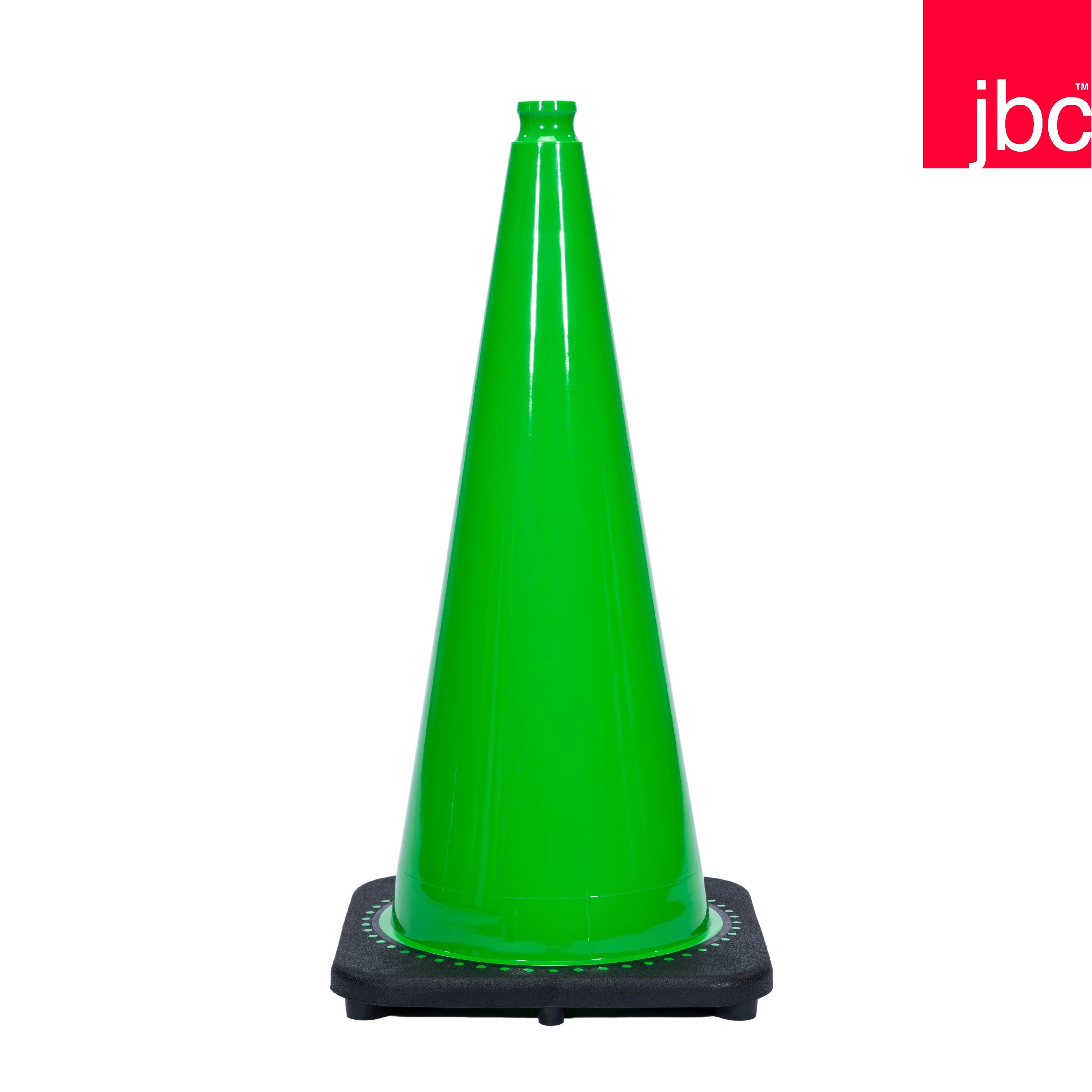 28" JBC Green black base traffic safety cone