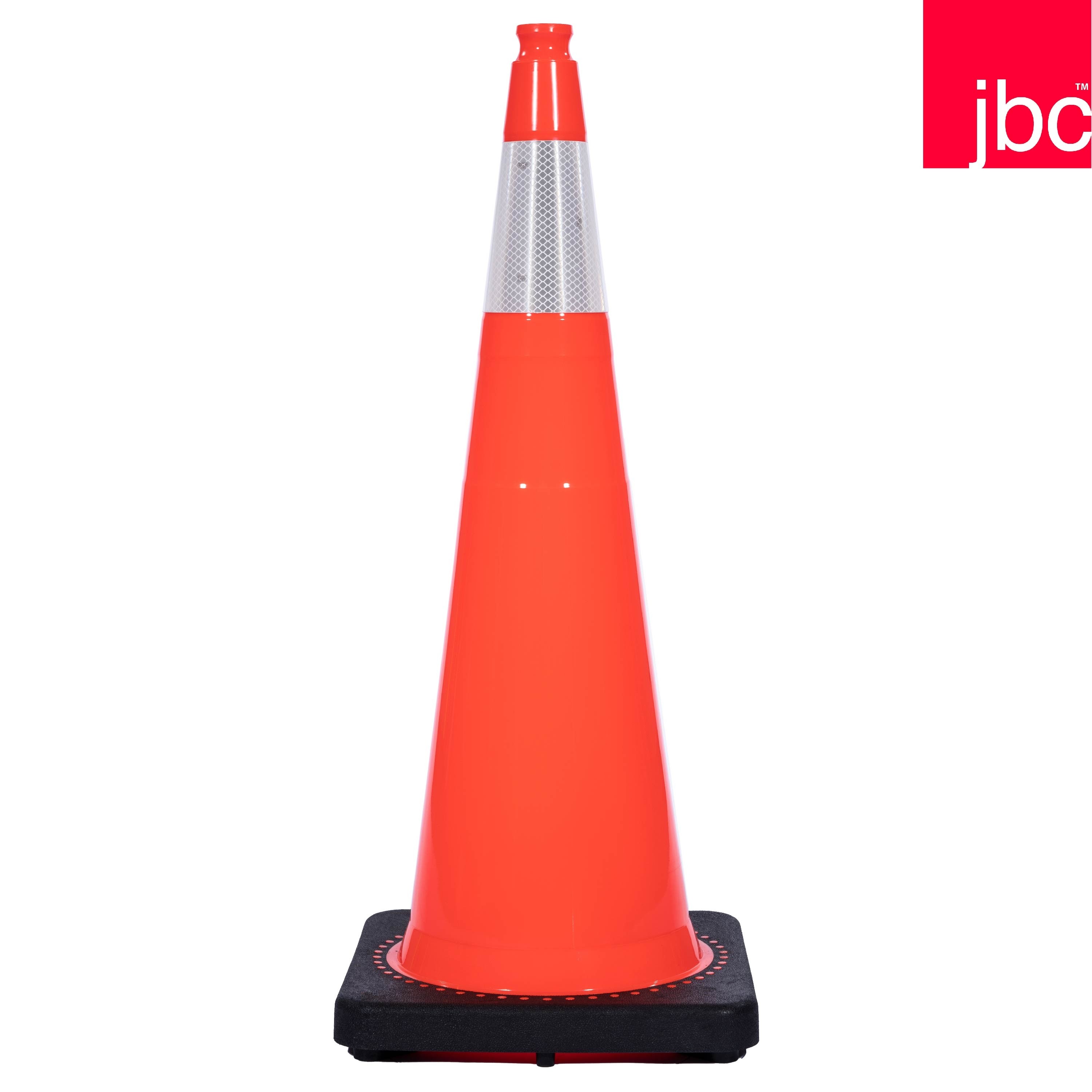 36" Solid Orange, Black Base 12 lb Traffic Cone with 6" Collar | RS90055CT3M6
