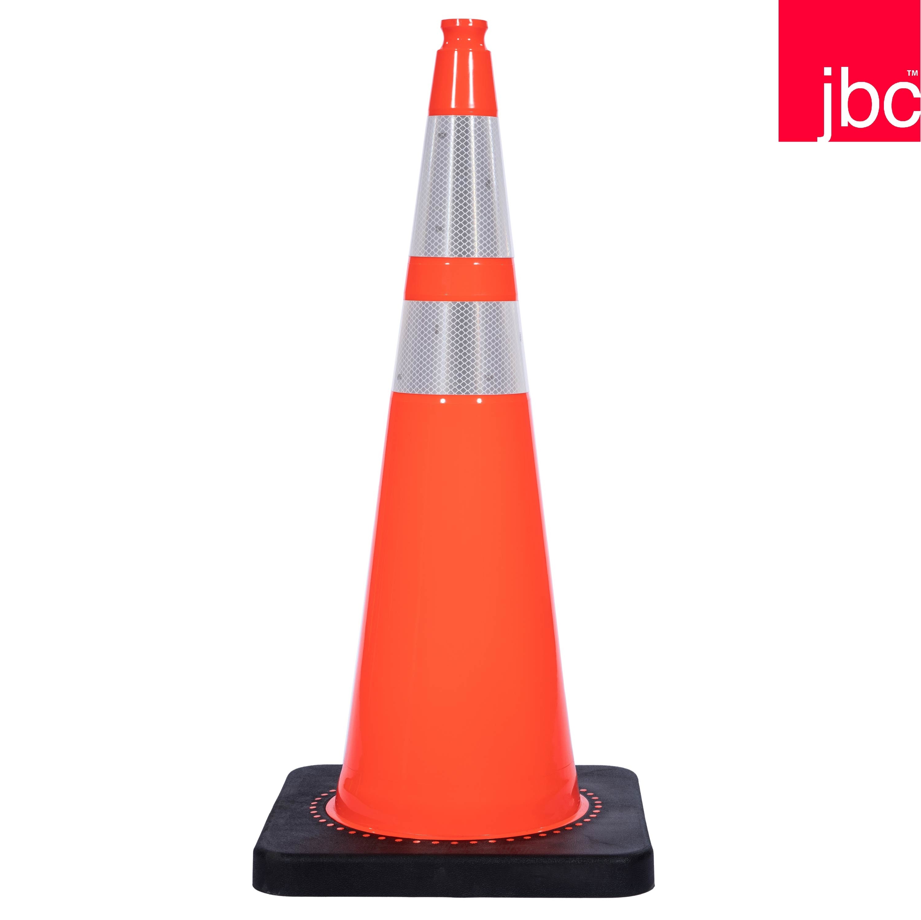 36" Orange, Black Base Traffic Cones with 6"& 4" Collars