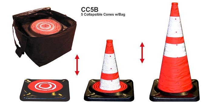 28" Collapsible Traffic Cone (5 Pack)