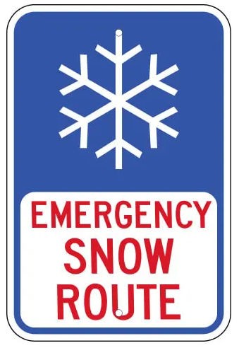 Emergency Snow Route Aluminum Sign