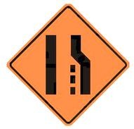 W4-2R Lane Reduction Symbol Sign