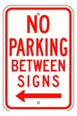 R-42L 12" x 18" No Parking Between Signs Arrow Left Sign