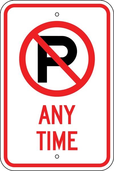 R-102 12" x 18" No Parking Symbol Any Time Sign