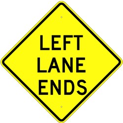 W9-1L Leftt Lane Ends Sign