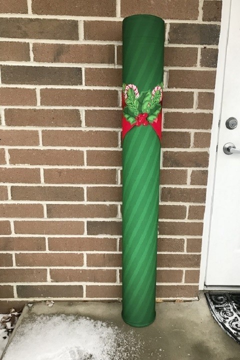 Green Gift Wrap Fabric Bollard Covers