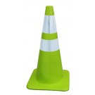28" LIme Green Traffic Cones with reflective collars