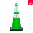  28" lime, Black Base Traffic Cone with 6"& 4" Collars