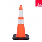 28" 7 lb Slimline Orange, Black Base Traffic Cones with 6" & 4" Collars