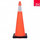 36" Solid Orange, Black Base Traffic Cones with 6" Collar