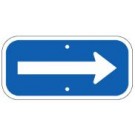 G-62B 12" x 6" White Arrow on Blue Sign