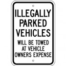 G-1165 ILLEGALLY PARKED VEHICLES WILL BE TOWED