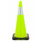 36" Lime, Black Base Safety Cones with 6" Collar