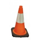 18" Solid Orange, Black Base Traffic Cone with 6" Collar