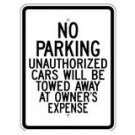 G-99 18" x 24" No Parking Unauthorized Cars Sign