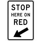 R10-6 24" x 36" Stop Here on Red Sign