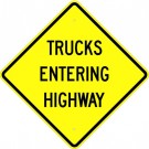 W16-3 Trucks Entering Highway Sign